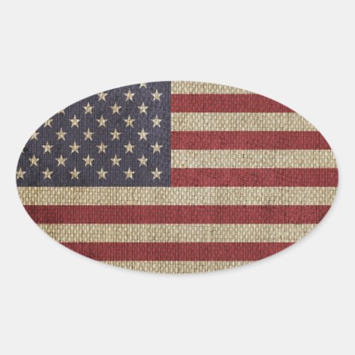 Vintage America Flag  Oval Sticker