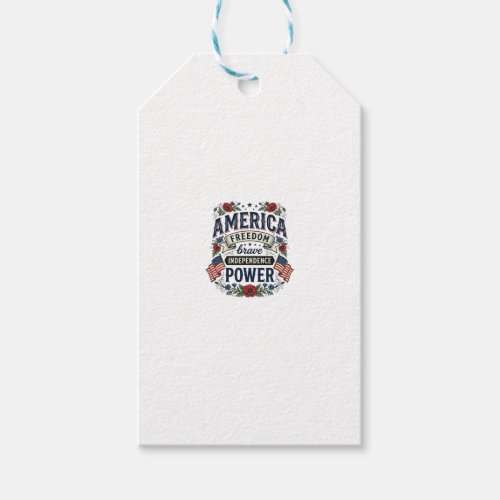 Vintage America Freedom Patriotic Shirt Design_1 Gift Tags