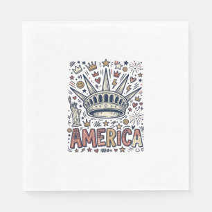 Vintage America Liberty Crown Patriotic Shirt Desi Napkins