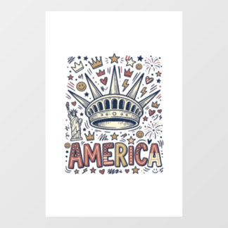 Vintage America Liberty Crown Patriotic Shirt Desi Window Cling