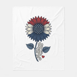 Vintage America Sunflower Patriotic Shirt Design ( Fleece Blanket