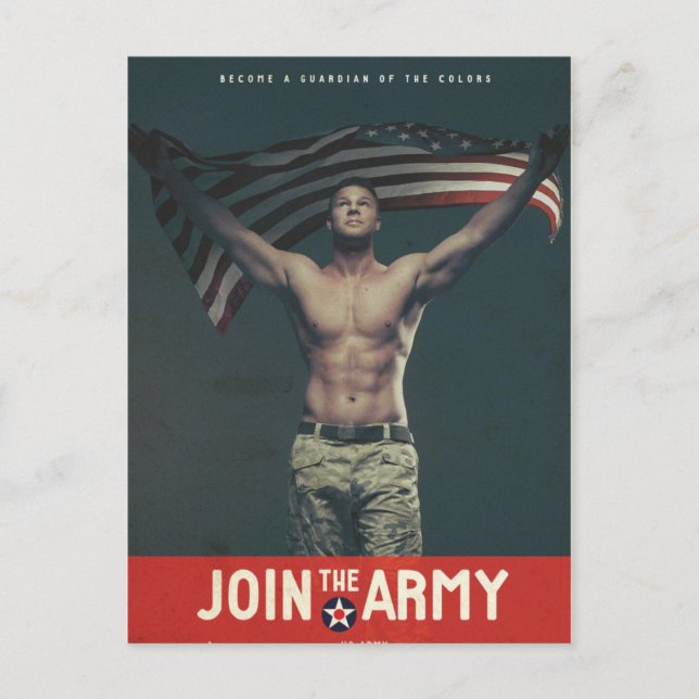 Vintage American Army Flag Postcard (Front)