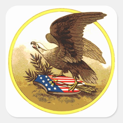 Vintage American Bald Eagle Square Sticker