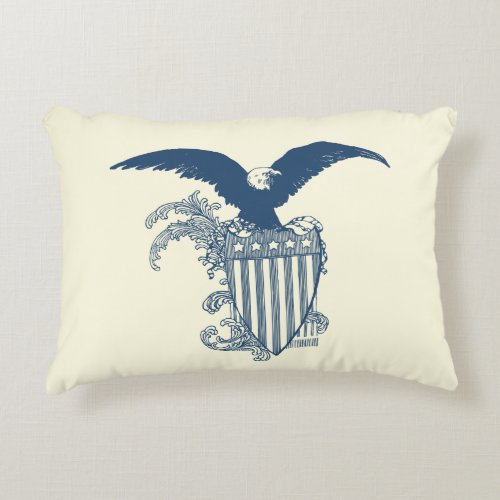 Vintage American Bald Eagle Stars Stripes Shield Accent Pillow