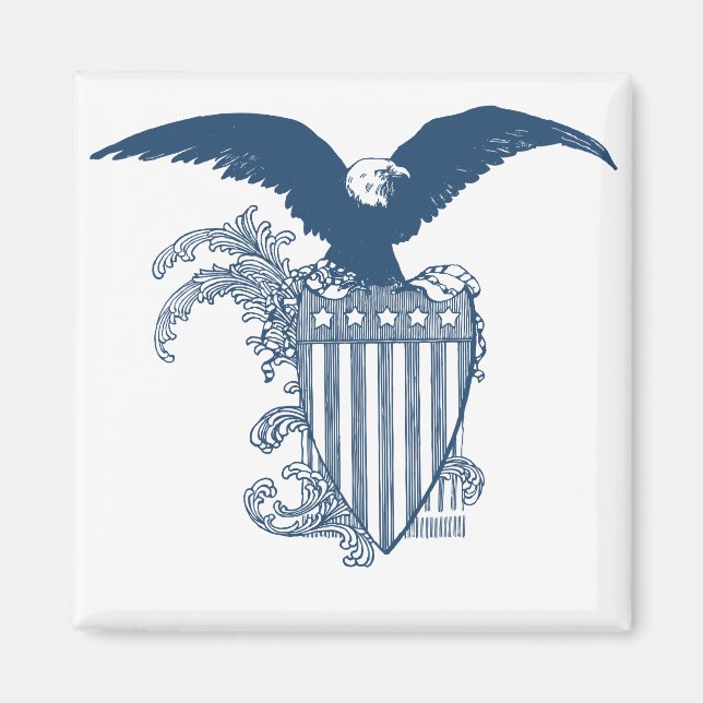 Vintage American Bald Eagle Stars Stripes Shield Magnet (Front)