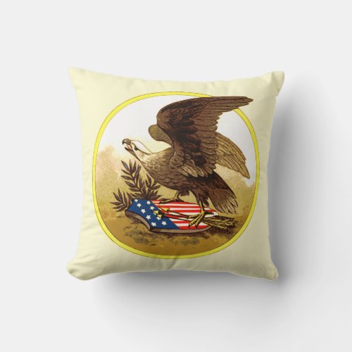 Vintage American Bald Eagle Throw Pillow