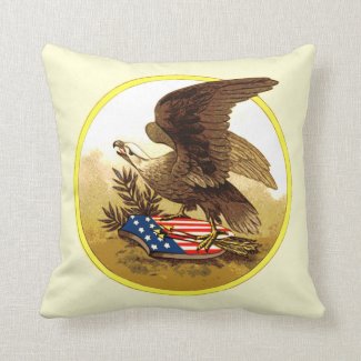 Vintage American Bald Eagle Throw Pillow