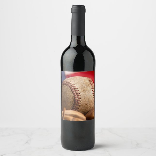 Vintage American Baseball Wine Label (Front)