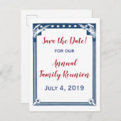 Vintage American Blue Stars Save the Date Announcement Postcard (Front/Back)