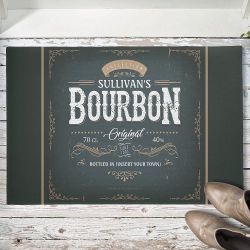 Vintage American Bourbon Personalized Whiskey Bar Doormat