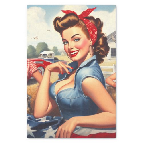 Vintage American Country Girl Tissue Paper