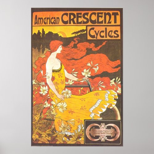 Vintage American Crescent Cycles Ad _ GORGEOUS Poster