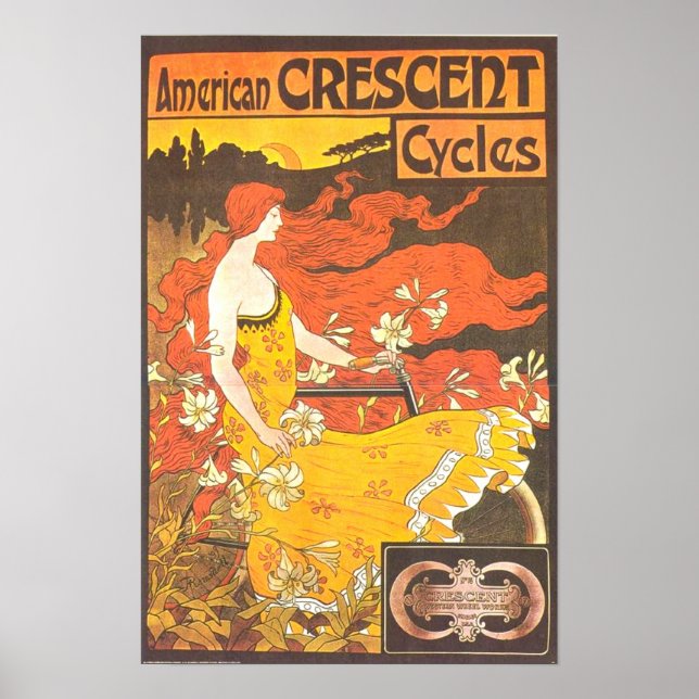 Vintage American Crescent Cycles Ad - GORGEOUS Poster (Front)
