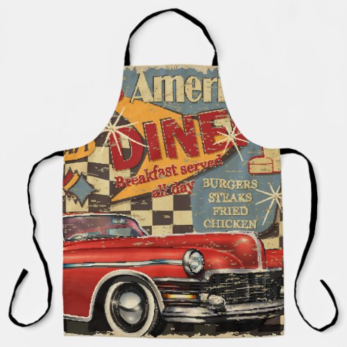 Vintage American Diner poster retro style Apron