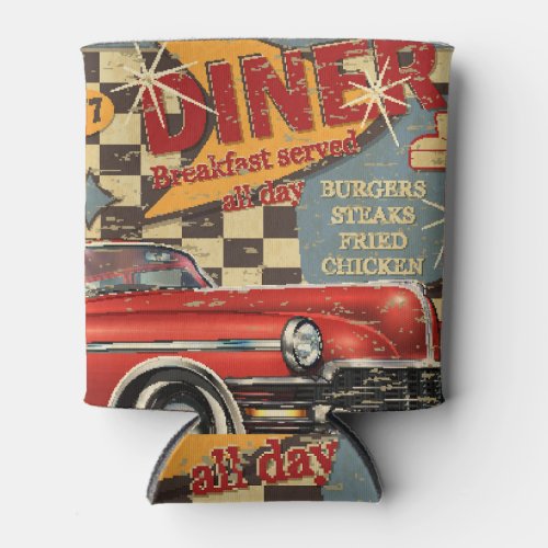 Vintage American Diner poster retro style Can Cooler