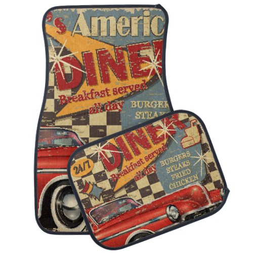 Vintage American Diner poster retro style Car Floor Mat