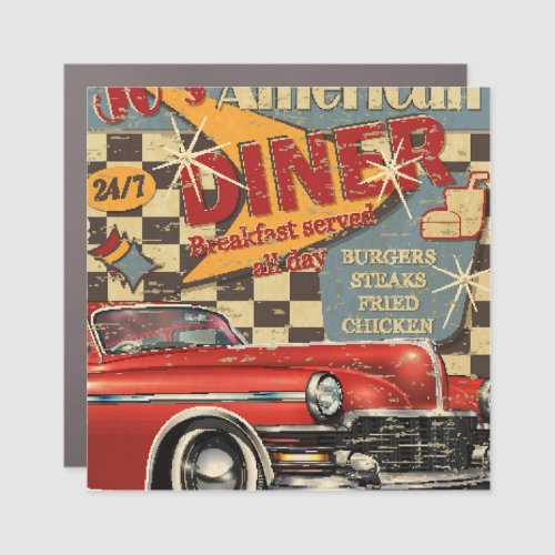 Vintage American Diner poster retro style Car Magnet