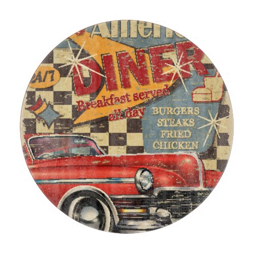 Vintage American Diner poster retro style Cutting Board