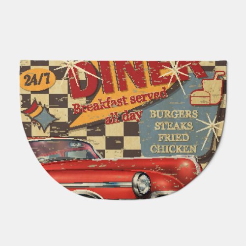 Vintage American Diner poster retro style Doormat