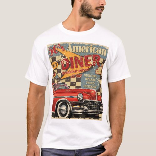 Vintage American Diner poster retro style T_Shirt