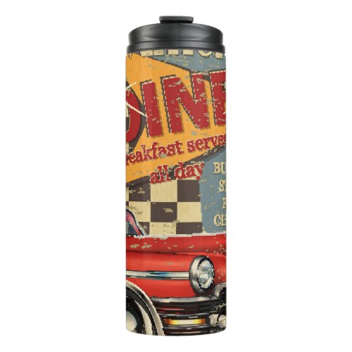 Vintage American Diner poster retro style Thermal Tumbler