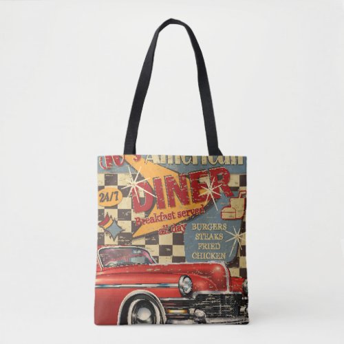Vintage American Diner poster retro style Tote Bag
