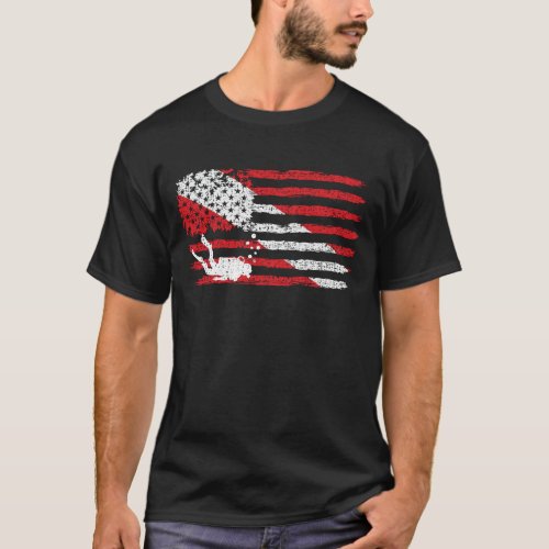 Vintage American Diver Down Flag USA Scuba Diving T_Shirt
