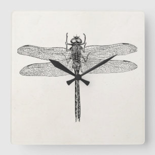Vintage American Dragonfly Dragon Fly Template Square Wall Clock