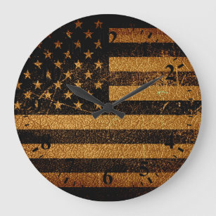 Vintage American Flag #3 Large Clock