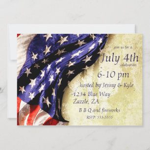 Vintage American Flag 4th of July Invitation