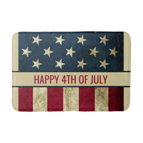 Vintage American Flag 4th Of July Party Bath Mat