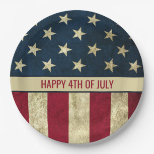 Vintage American Flag 4th Of July Party Paper Plates