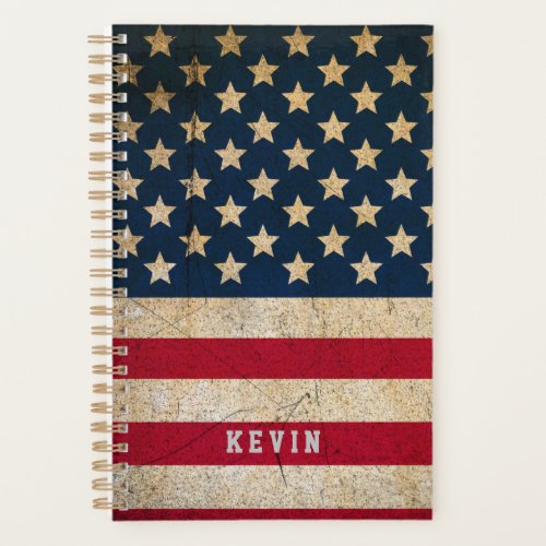 Vintage American Flag Add Name Personalized Planner