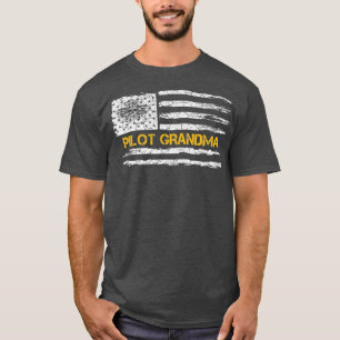 Vintage American Flag Airplane Pilot Grandma T-Shirt