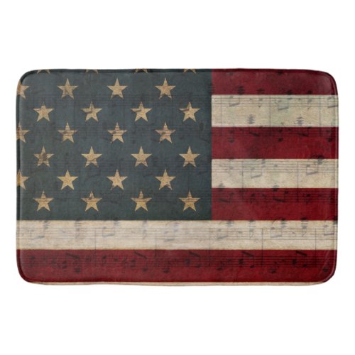 Vintage American Flag and Sheet Music Bath Mat