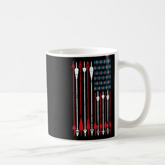 Vintage American Flag Archery Bow Hunting  Coffee Mug (Right)