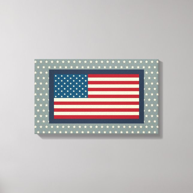 Vintage American Flag Art Canvas Print (Front)