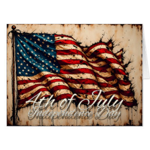 Vintage American Flag Art for 4th of July Card
