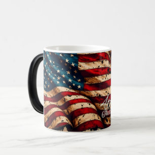 Vintage American Flag Art for 4th of July Color Morph Mug