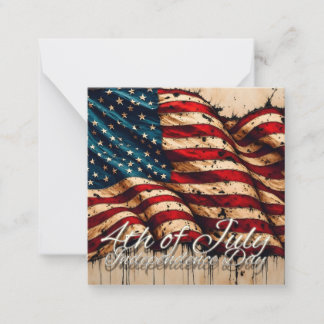 Vintage American Flag Art for 4th of July Note Card
