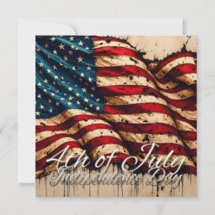 Vintage American Flag Art for 4th of July Note Card