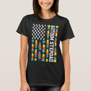 Vintage American Flag Autism Stepdad Autism Awaren T-Shirt
