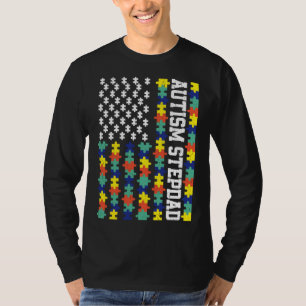Vintage American Flag Autism Stepdad Autism Awaren T-Shirt