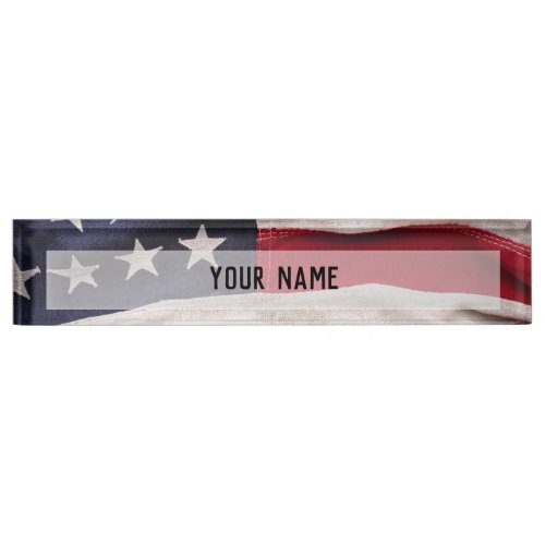 Vintage American Flag Background Desk Name Plate
