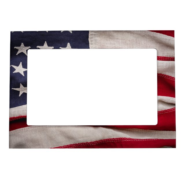 Vintage American Flag Background Magnetic Frame (Front)
