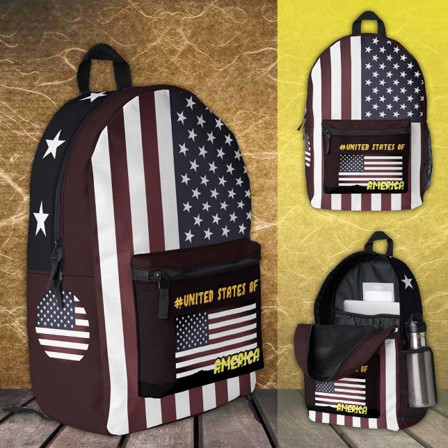 Vintage American Flag backpack, patriotic USA Printed Backpack (Creator Uploaded)