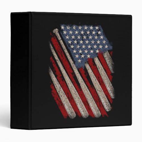 Vintage American Flag Baseball 3 Ring Binder