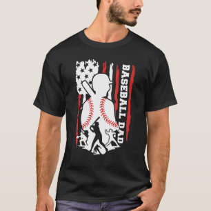 Vintage American Flag Baseball Dad 4th of July Fa T-Shirt