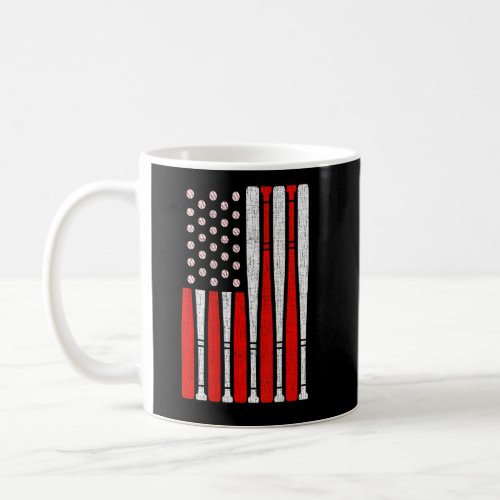 Vintage American Flag Baseball Dad Men Boy Kids 4t Coffee Mug