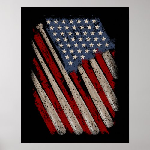 Vintage American Flag Baseball Poster